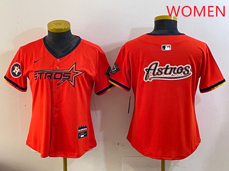 Women Houston Astros Blank Orange Three generations Joint Name 2025 Nike MLB Jersey style 18->women mlb jersey->Women Jersey